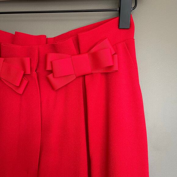 Saloni Bow Tulip Trousers in Scarlet Red High Waisted Size 2 Pleated Chic Sexy - Picture 9 of 16